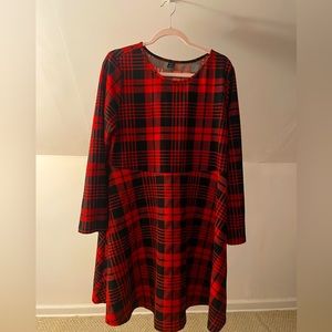 2X lightweight red and black babydoll dress.